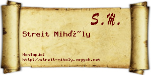 Streit Mihály névjegykártya